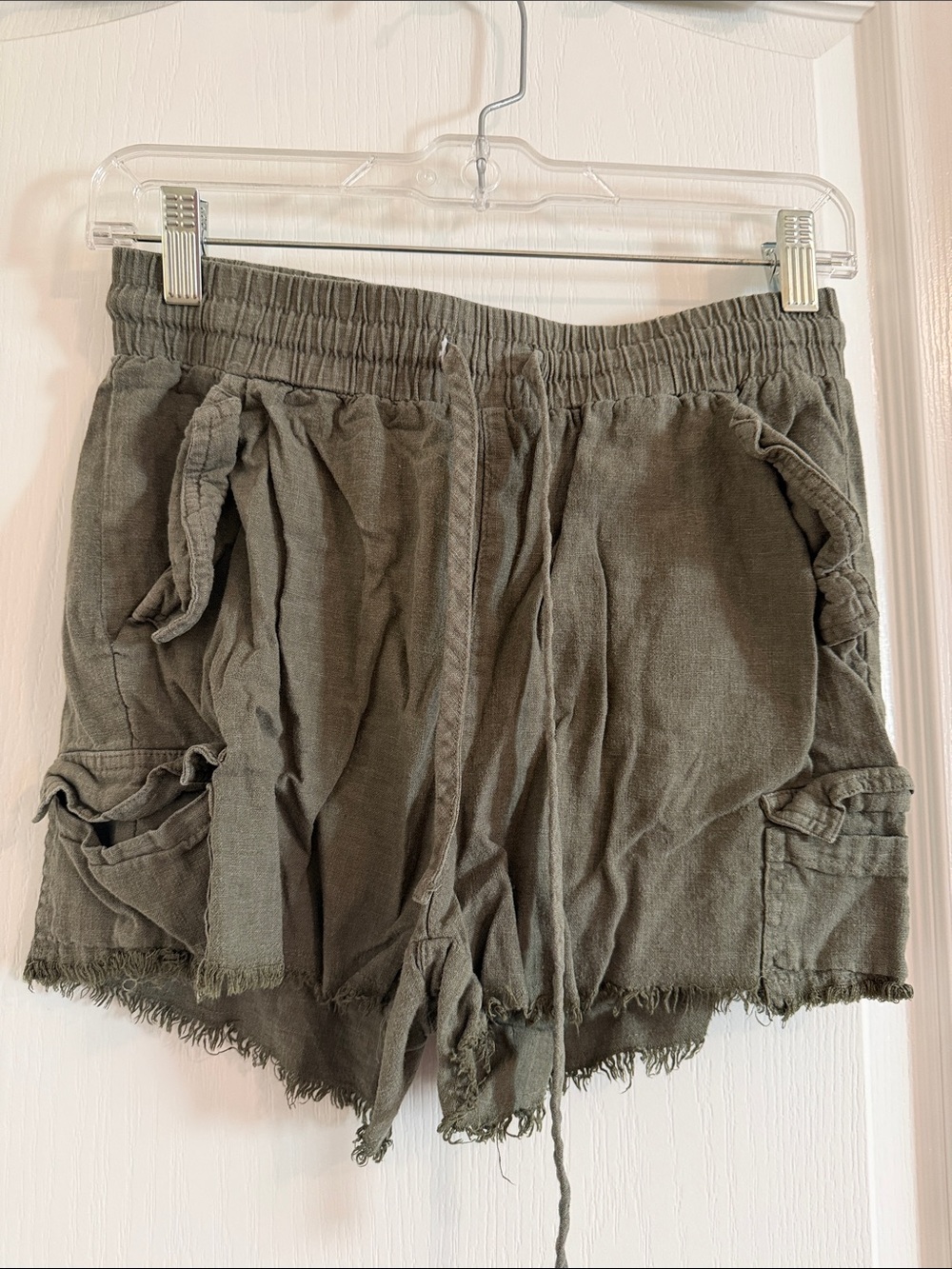 Women's Olive Green Drawstring Utility Shorts